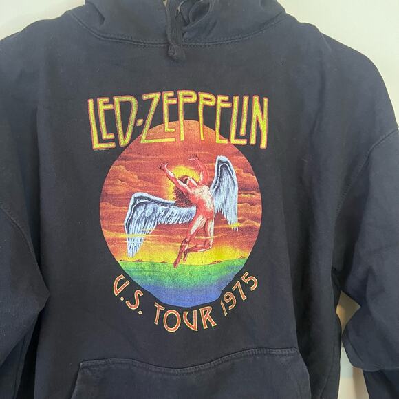 Led Zeppelin Size Men's Large Black Hoodie Pullover 1975 Rock - Picture 5 of 5